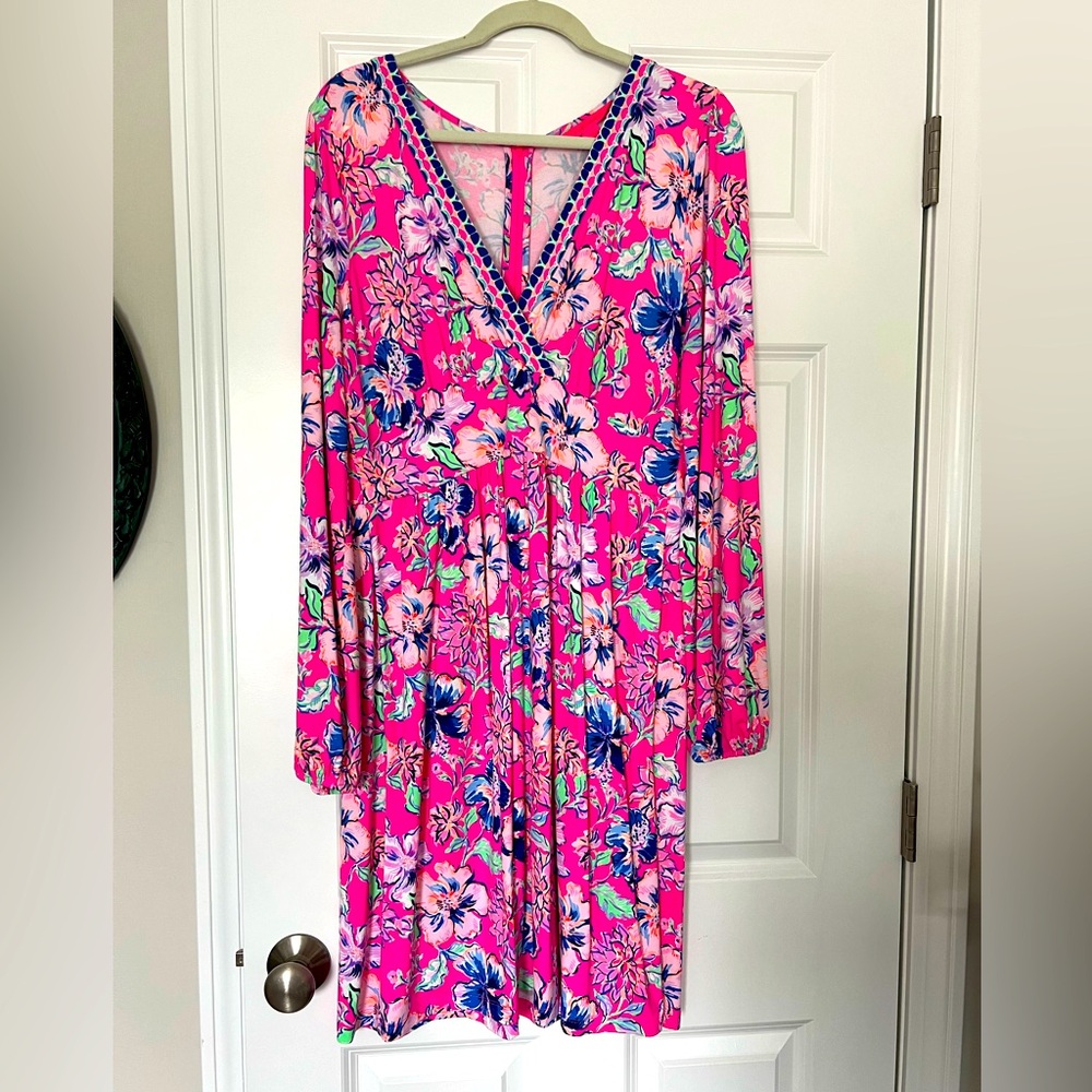 Floral Pink V-Neck Dress
